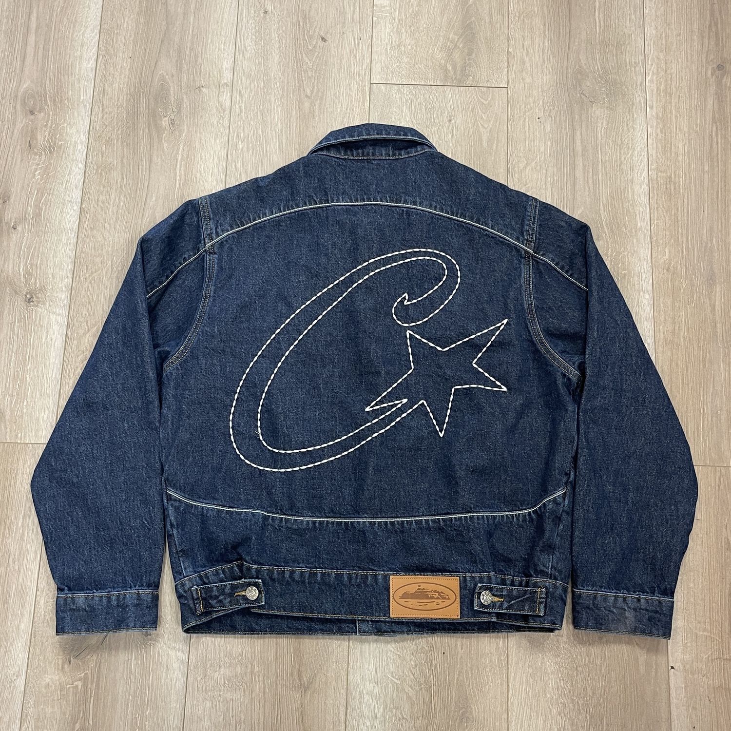 Corteiz C-Star Stitch-Down Denim Jacket Dark Wash - Pre-Owned, Clothing Size: M, Product Condition: Pre-Owned