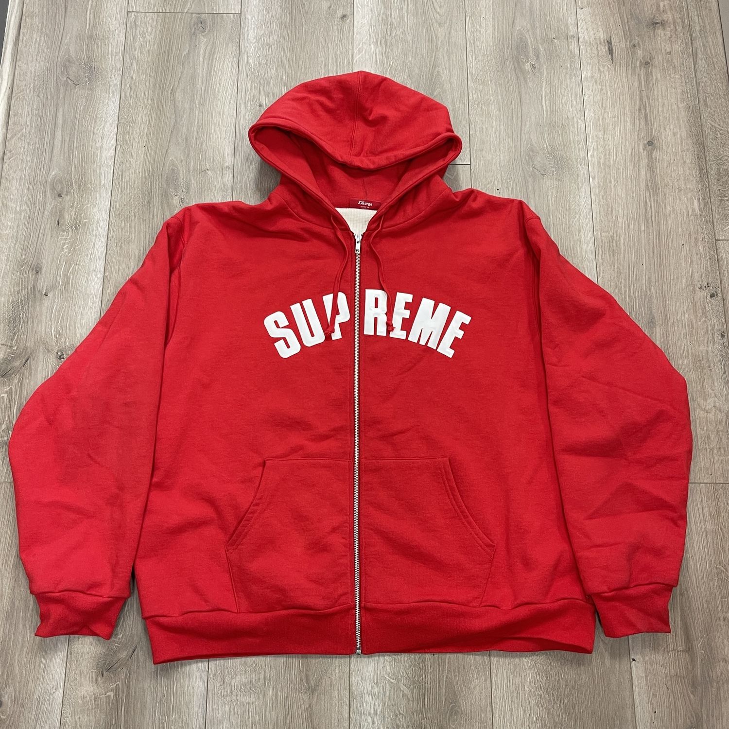 Supreme Arc Thermal Zip Up Hooded Sweatshirt Red - Pre-Owned, Clothing Size: XXL