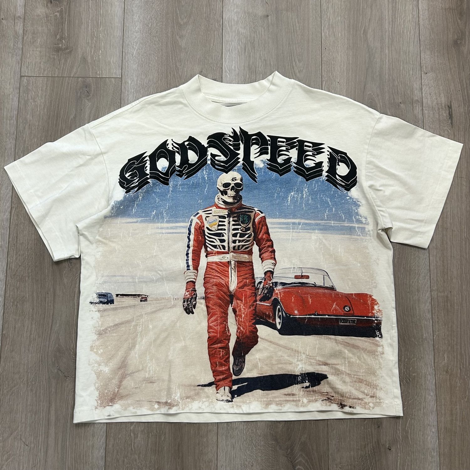 Godspeed Speed Racer T-Shirt Bone - Pre-Owned, Clothing Size: M, Product Condition: Pre-Owned