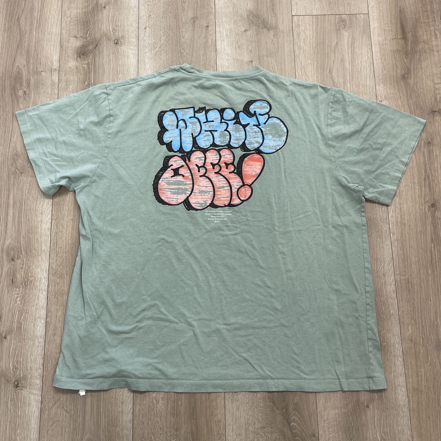 Off-White Green Graffiti Logo T-Shirt - Pre-Owned, Clothing Size: XL, Product Condition: Pre-Owned