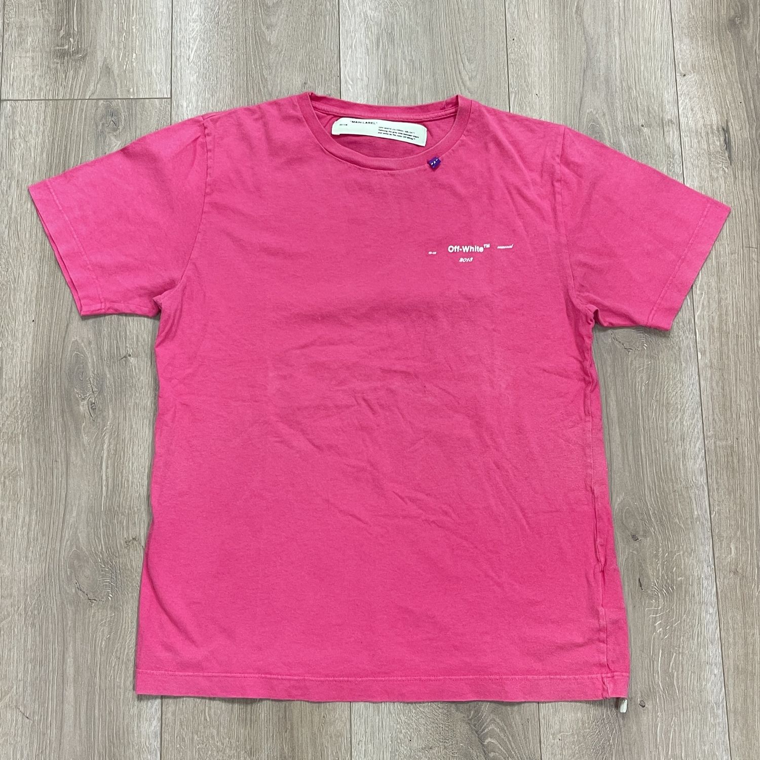 Off-White Main Label Virgil Abloh 2013 T Shirt Pink - Pre-Owned, Clothing Size: M, Product Condition: Pre-Owned