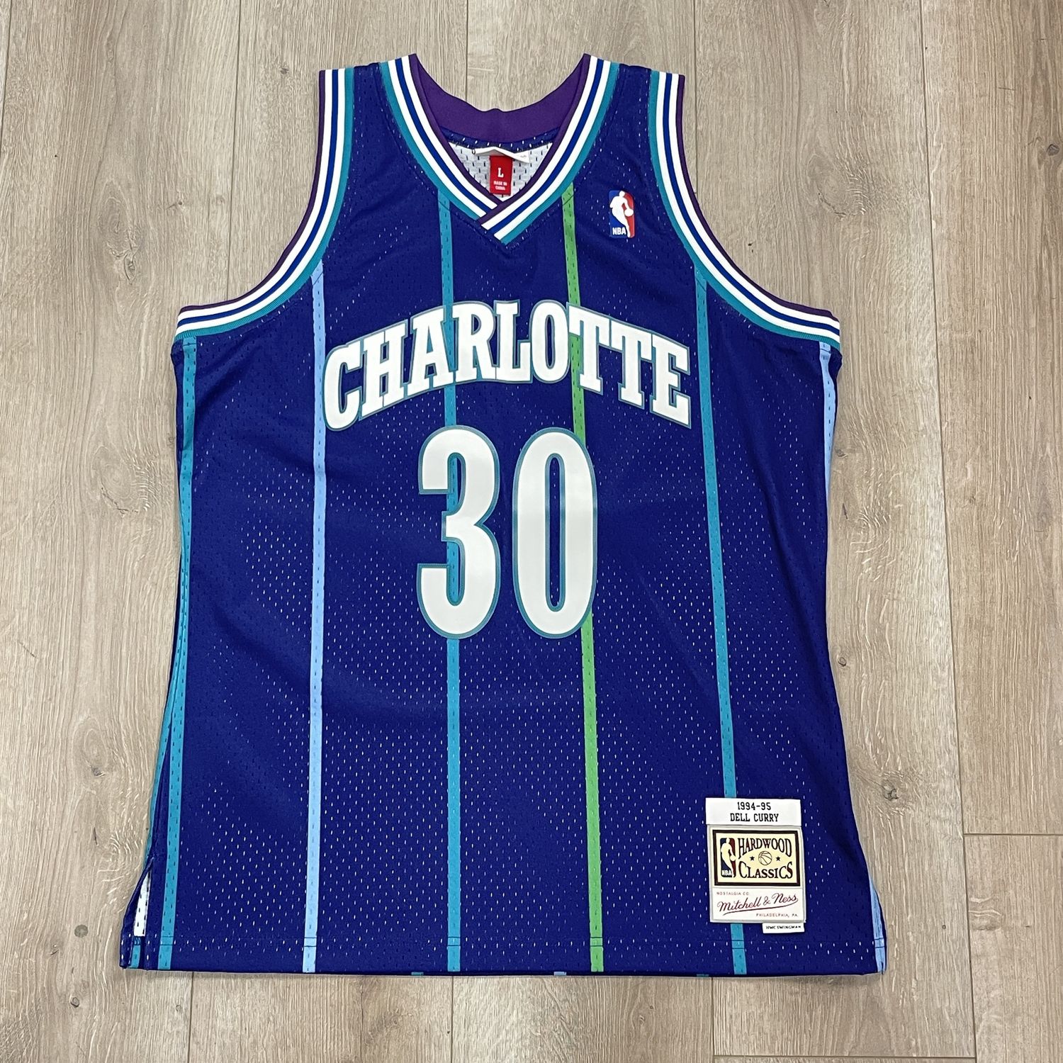 Men&#39;s Dell Curry Purple Charlotte Hornets 1994/95 Hardwood Classics Swingman Player Jersey - New, Clothing Size: L, Product Condition: Brand New