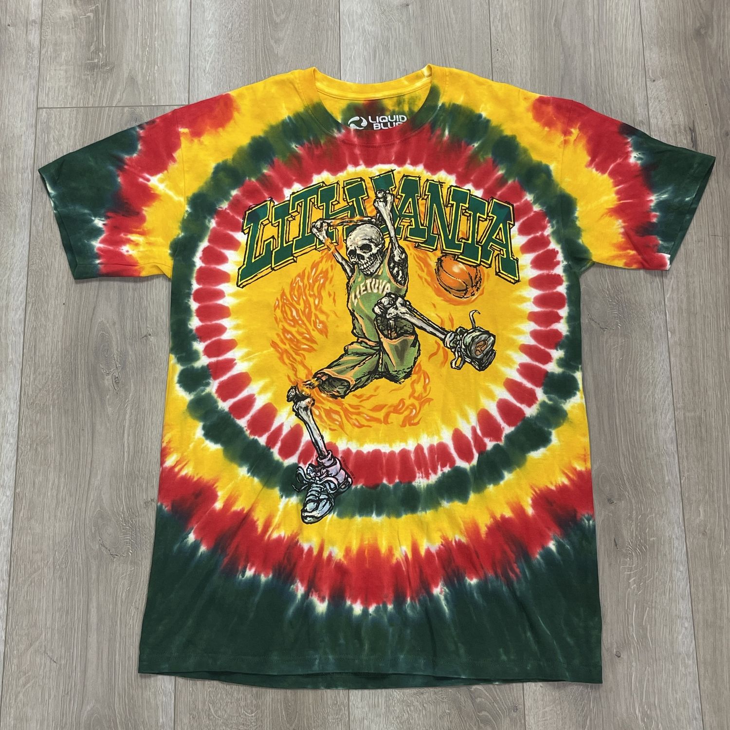 Grateful Dead Lithuania Basketball Liquid Blue Tee - Pre-Owned, Clothing Size: L, Product Condition: Pre-Owned