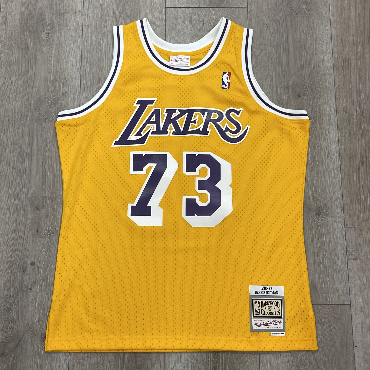 Dennis Rodman Los Angeles Lakers #73 Gold Mitchell &amp; Ness Hardwood Classics