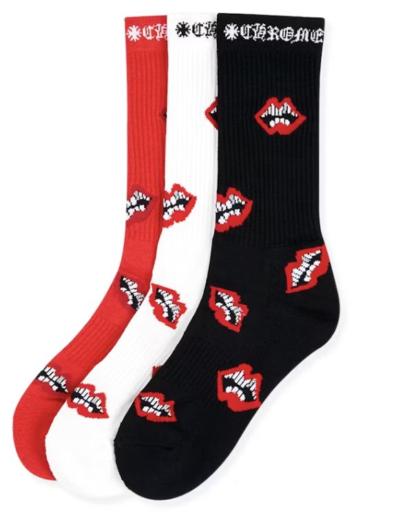 Chrome Hearts 3-Pack Chomper Socks Multicolor - Brand New, Clothing Size: L, Product Condition: Brand New