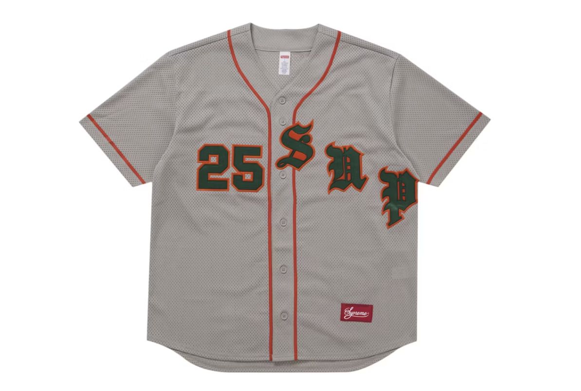 Supreme Old English Baseball Jersey Grey • Brand New, Clothing Size: US M L, Product Condition: Brand New