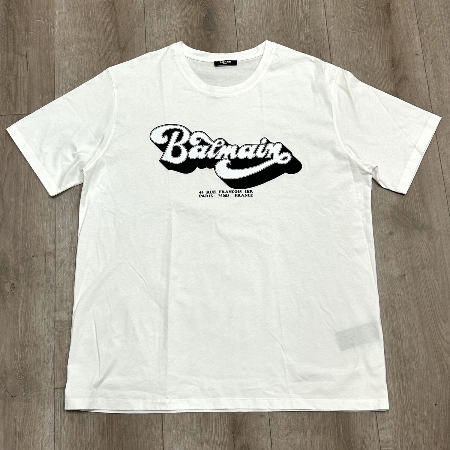 Balmain Bubble Logo White T-Shirt - Pre-Owned, Clothing Size: L, Product Condition: Pre-Owned
