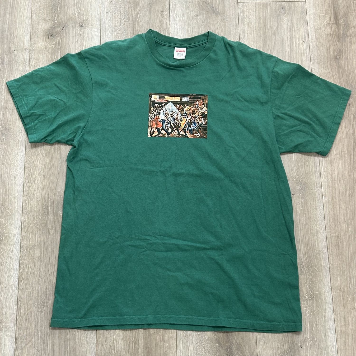 Supreme x Ernie Barnes Tee Green - Pre-Owned, Clothing Size: XXL, Product Condition: Pre-Owned