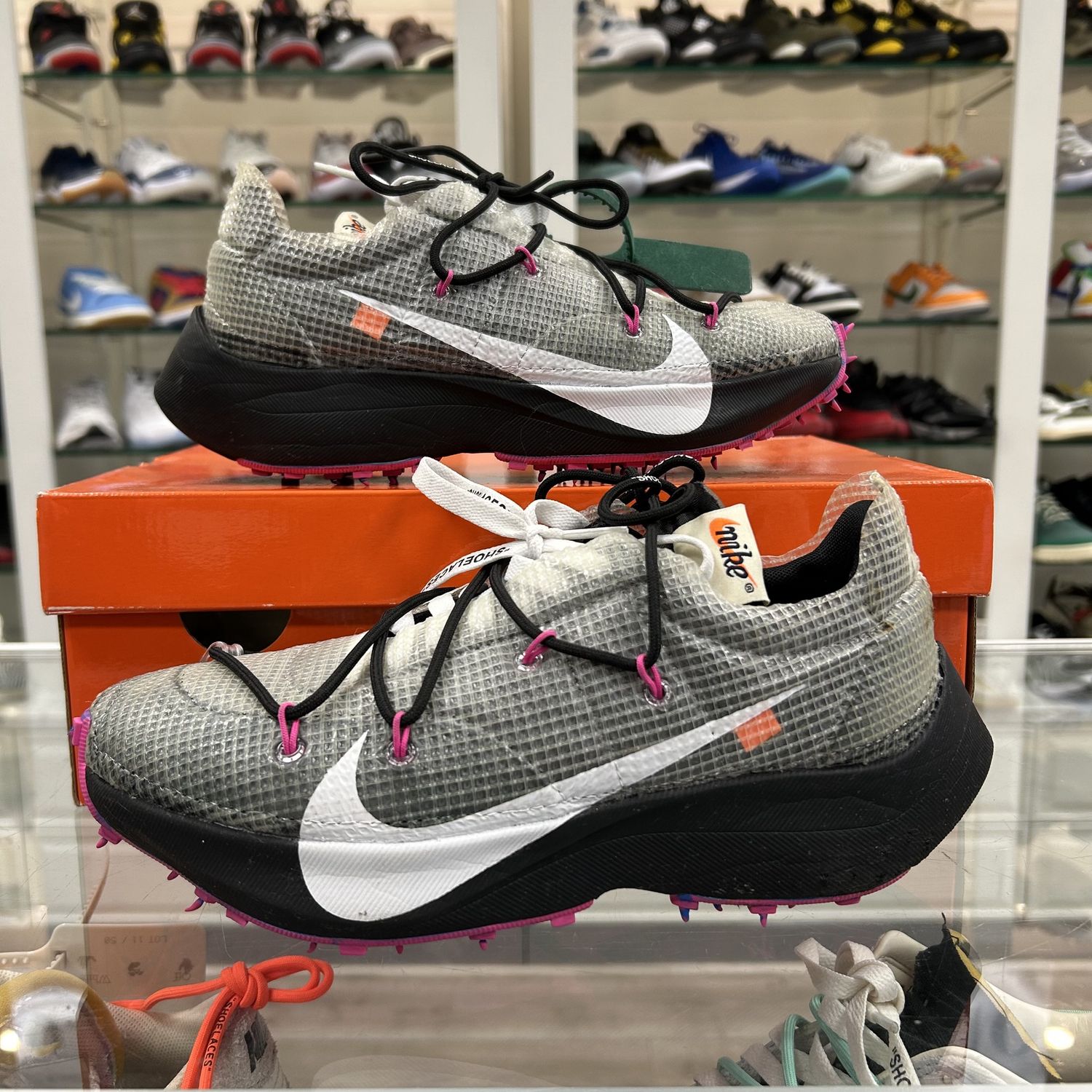 Nike Vapor Street Off-White Black Laser Fuchsia (W) - Pre-Owned, Product Condition: Pre-Owned, Shoe Size: US W 8.5