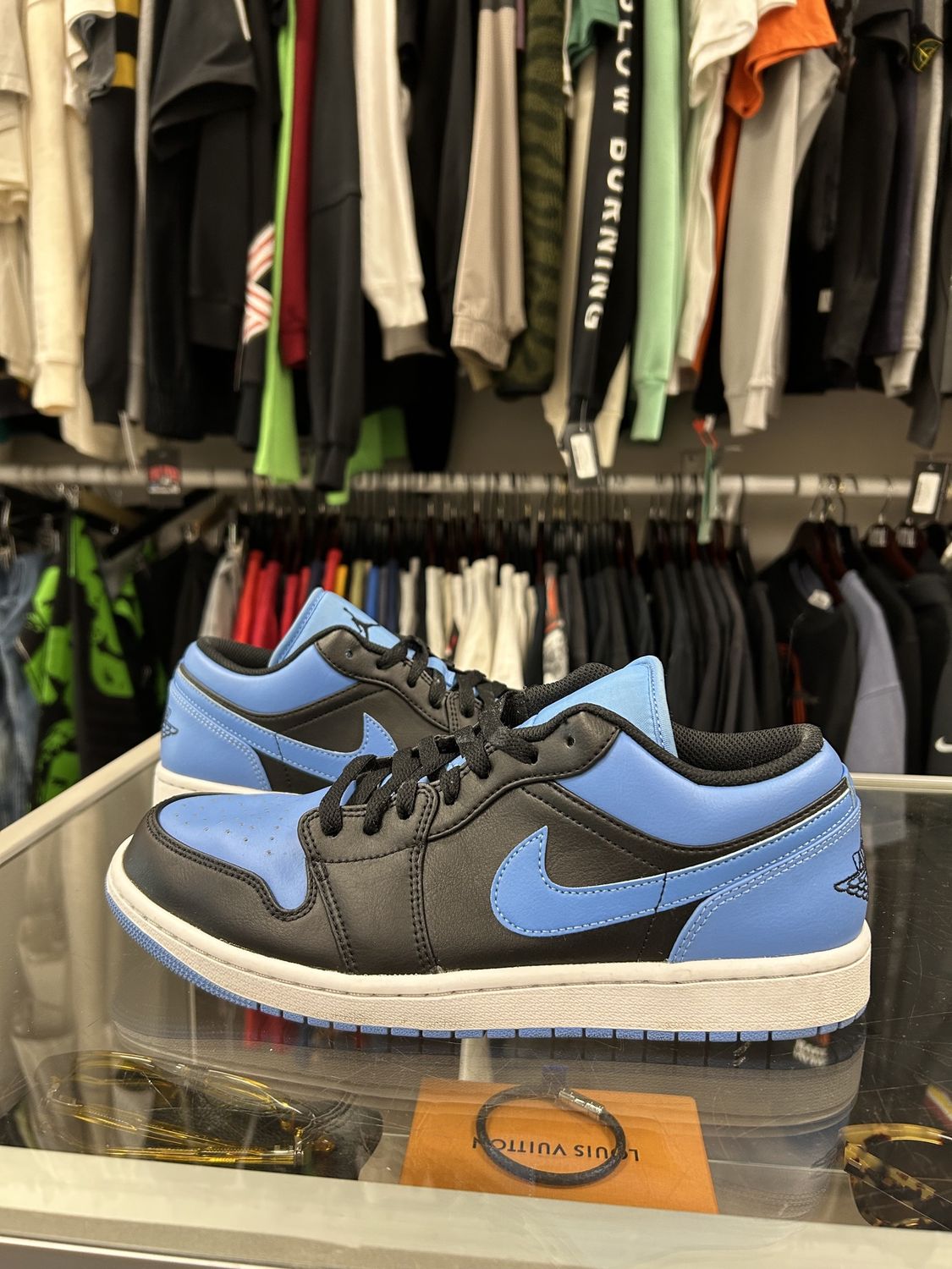 Jordan 1 Low Black University Blue - Pre-Owned, Product Condition: Pre-Owned, Shoe Size: US M 10
