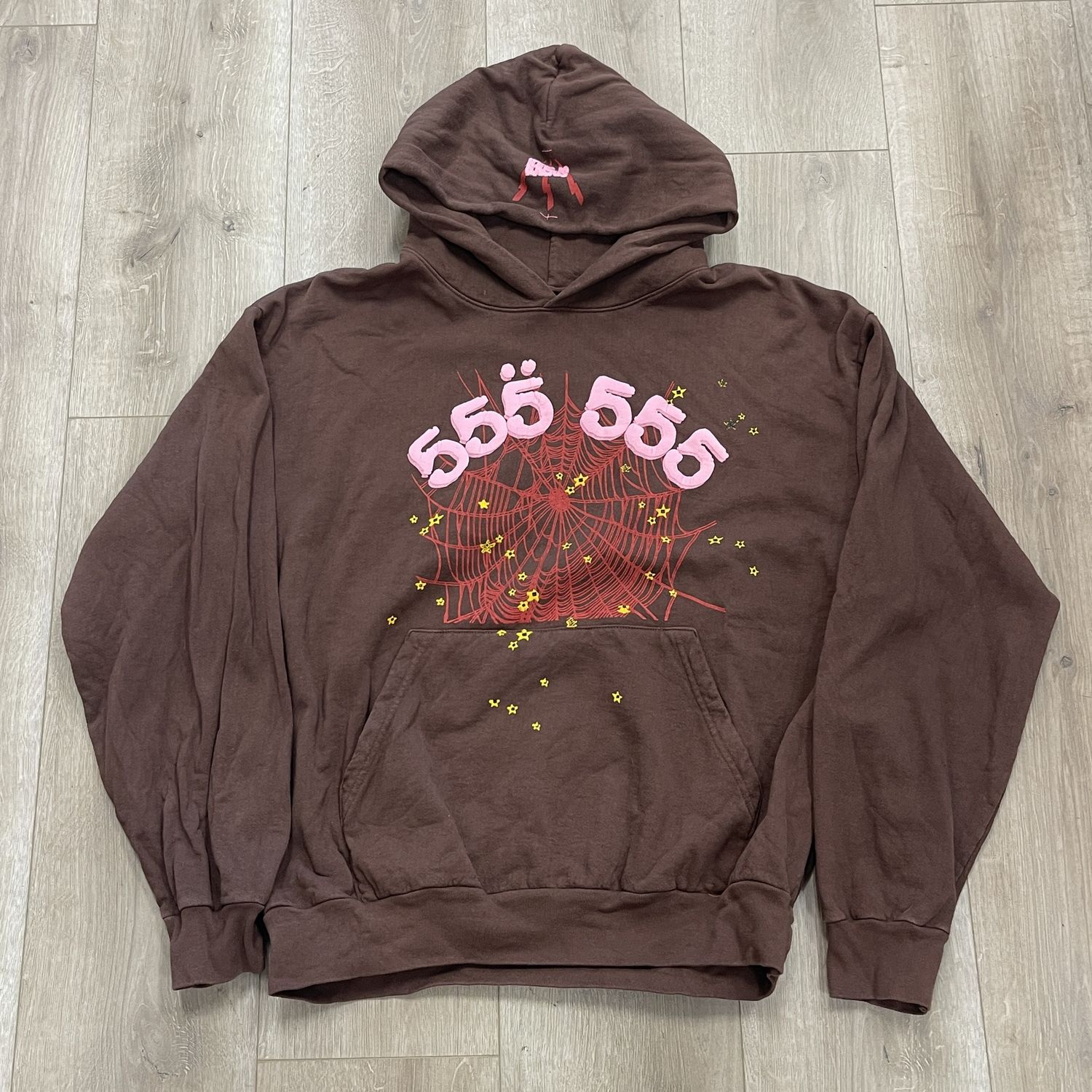 Sp5der Angel Number Hoodie Brown - Pre-Owned, Clothing Size: L, Product Condition: Pre-Owned