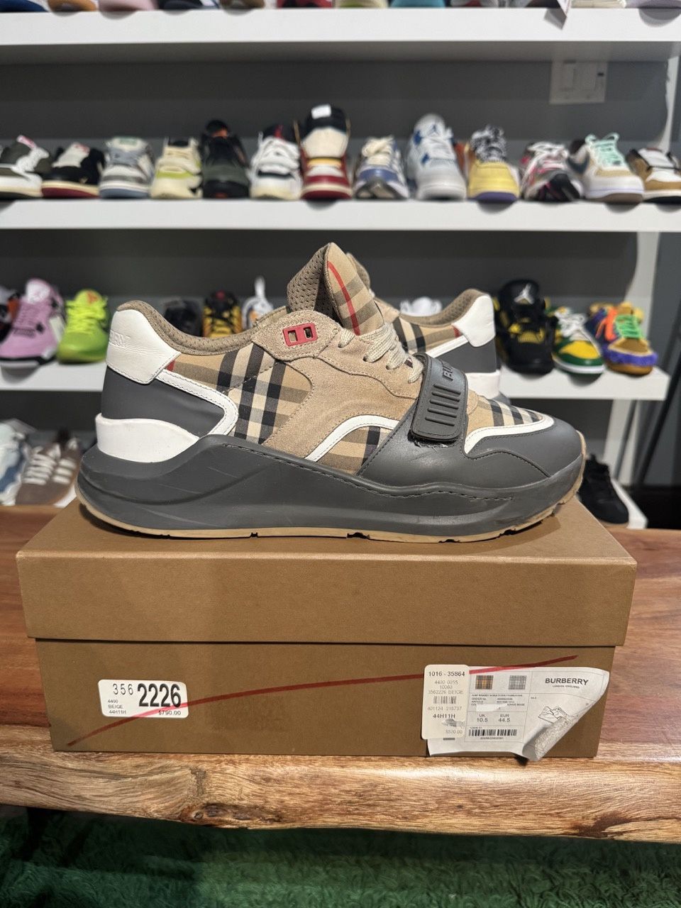 Burberry Ramsey Vintage Check Suede Leather Sneakers Grey Archive Beige • Pre-Owned, Product Condition: Pre-Owned, Shoe Size: US M 11.5