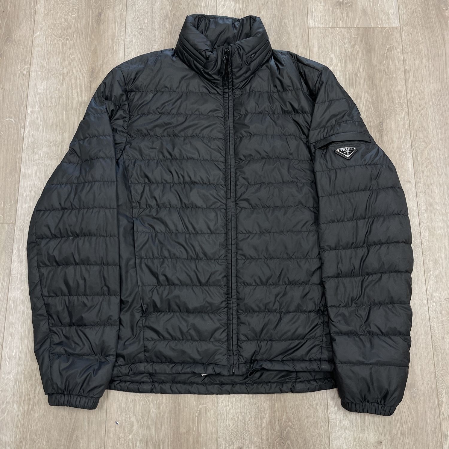 Prada Down Jacket Black with Hood - Pre-Owned, Clothing Size: M, Product Condition: Pre-Owned