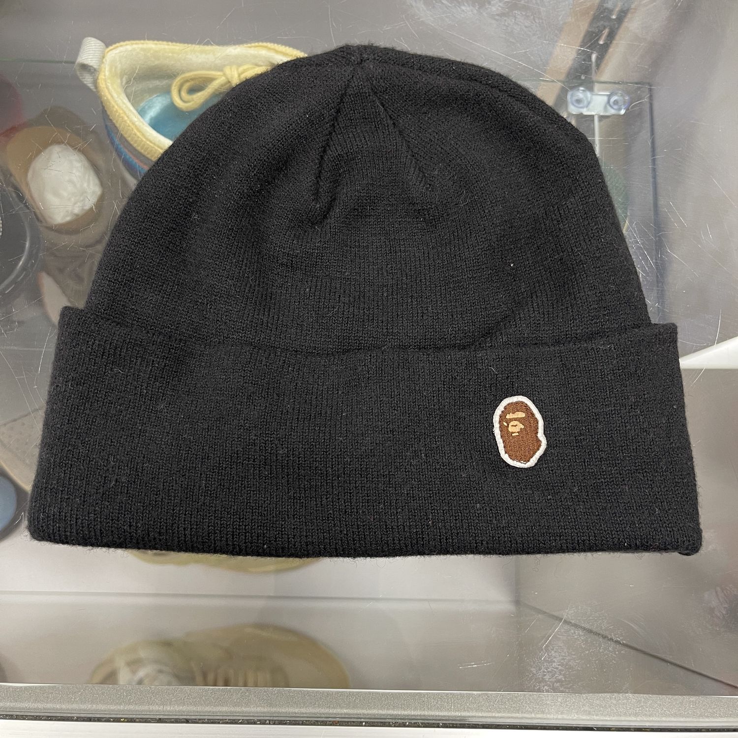 SS19 BAPE Ape Head One Point Beanie Black - Pre-Owned, Accessory Size: OSFA, Product Condition: Pre-Owned