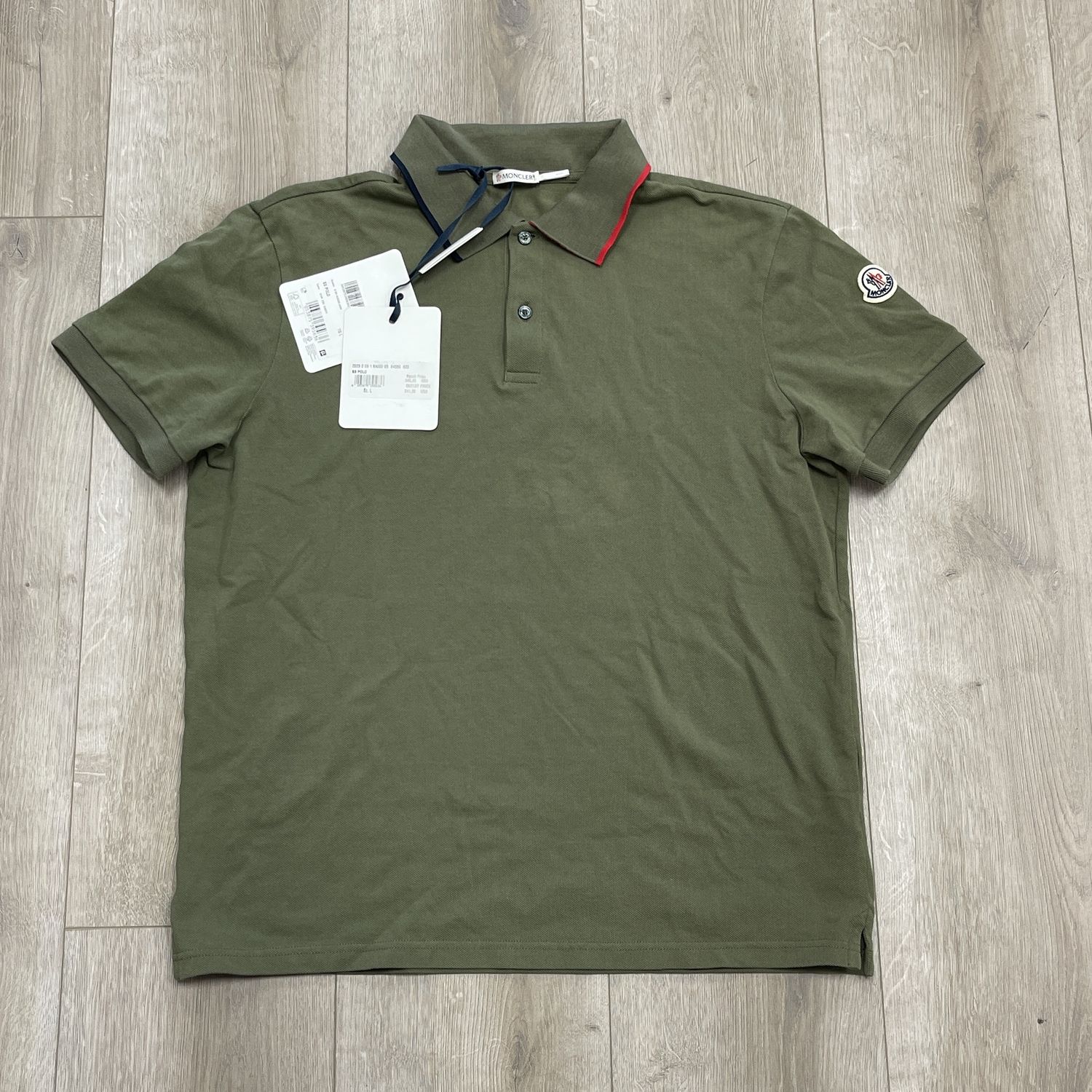 Moncler Polo Olive Green - New, Clothing Size: L, Product Condition: Brand New