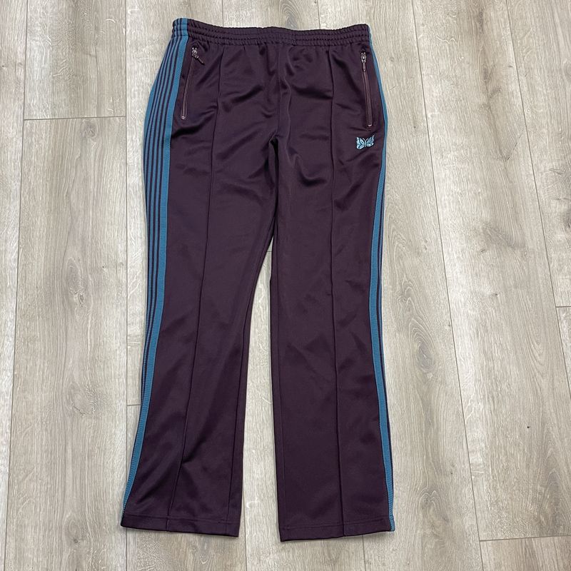 Needles - Striped Grosgrain-Trimmed Tech-Jersey Track Pants - Burgundy - Pre-Owned