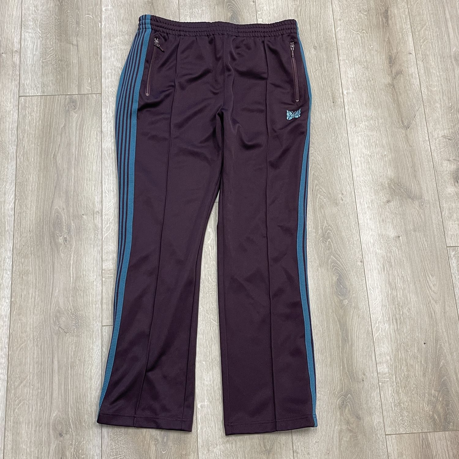 Needles - Striped Grosgrain-Trimmed Tech-Jersey Track Pants - Burgundy - Pre-Owned, Clothing Size: L, Product Condition: Pre-Owned