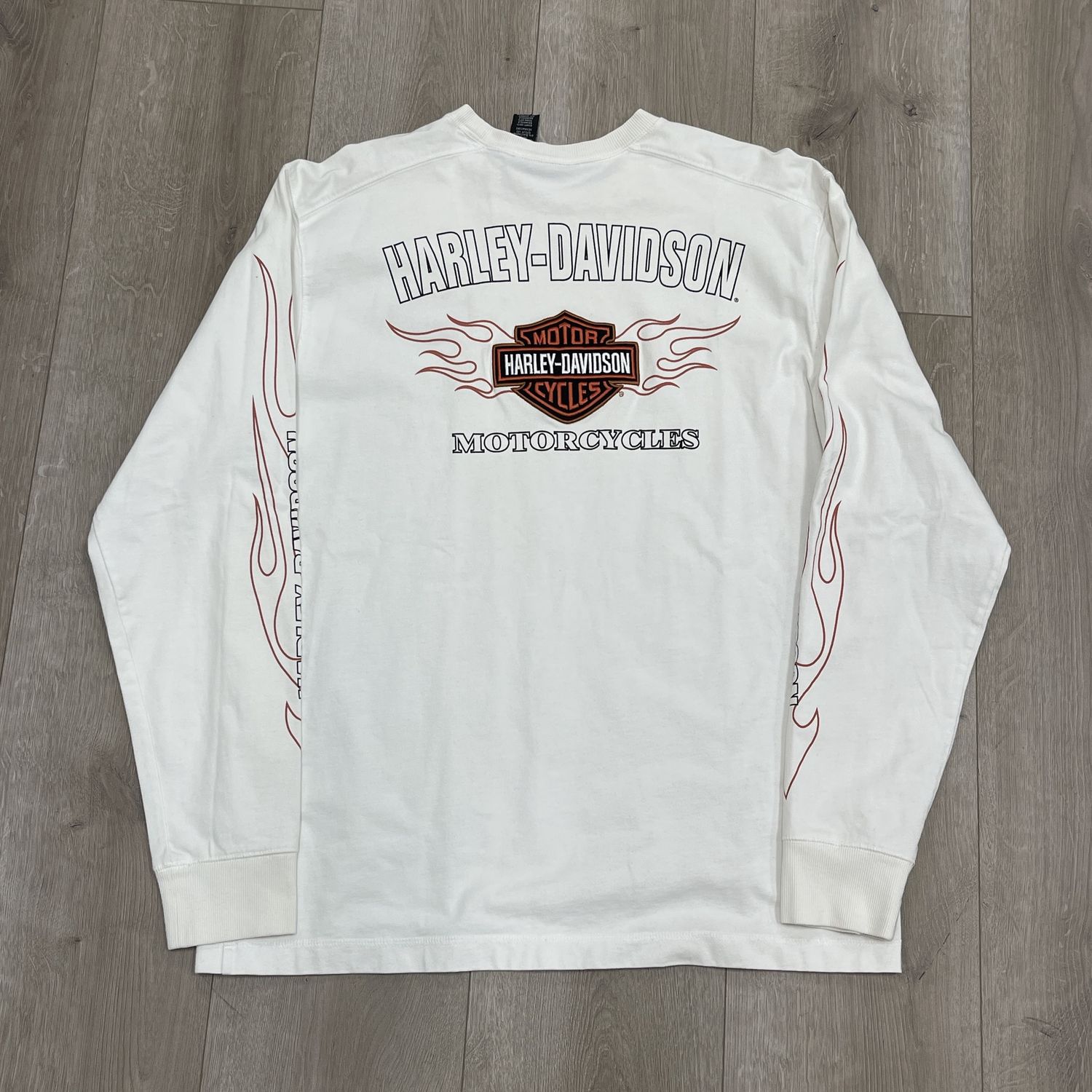 Harly Davidson Flame Longsleeve White - Pre-Owned, Clothing Size: L, Product Condition: Pre-Owned