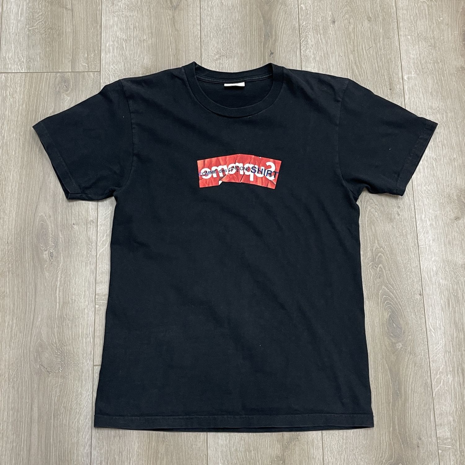 Supreme x Comme des Garçons SHIRT Box Logo T-Shirt &#39;Black&#39; - Pre-Owned, Clothing Size: M, Product Condition: Pre-Owned