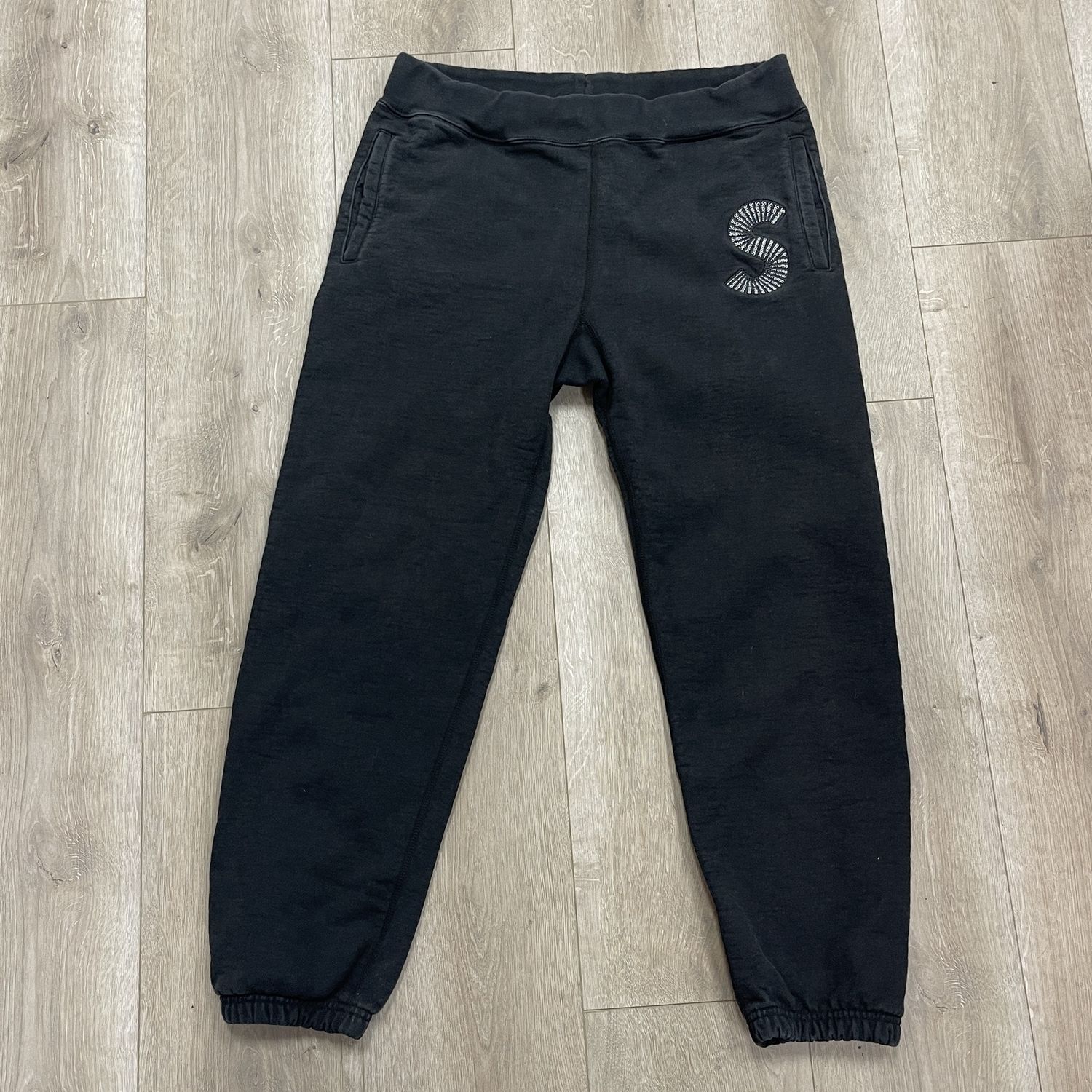 Supreme S Logo Sweatpant &#39;Black&#39; - Pre-Owned, Clothing Size: L, Product Condition: Pre-Owned