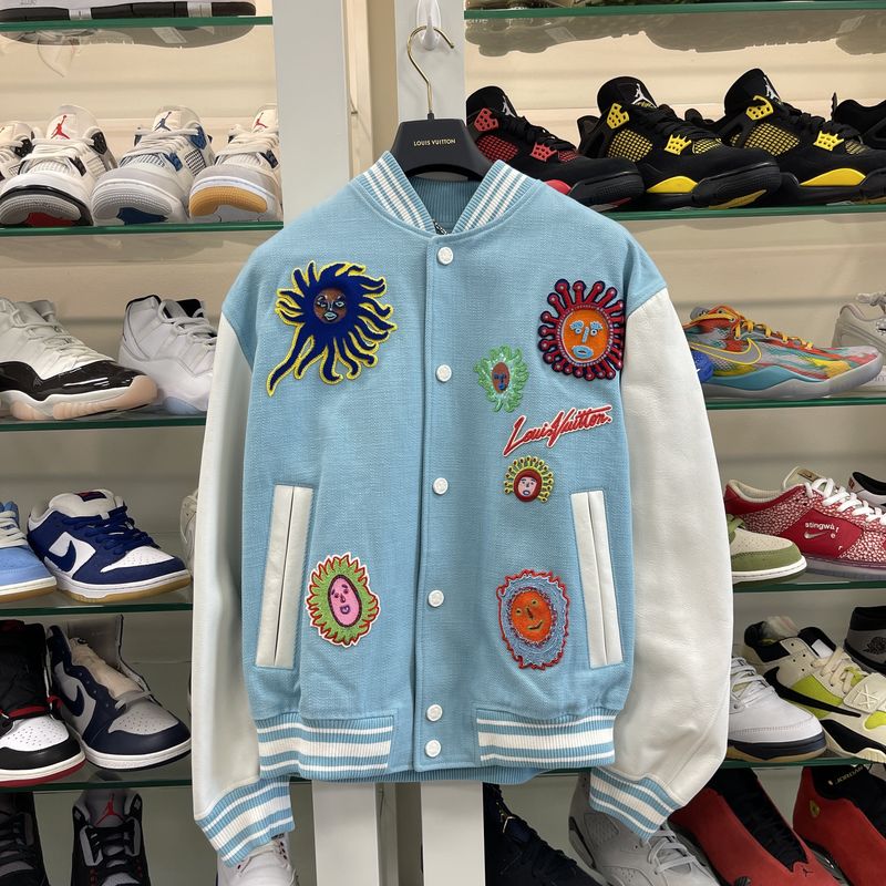 2023 Louis Vuitton x Yayoi Kusama Faces Embroidered Varsity Jacket - New