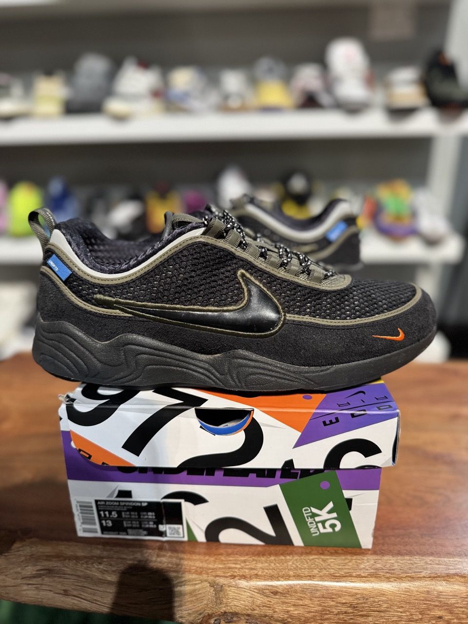Nike Air Zoom Spiridon Undefeated Cargo Khaki - Pre-Owned, Product Condition: Pre-Owned, Shoe Size: US M 11.5