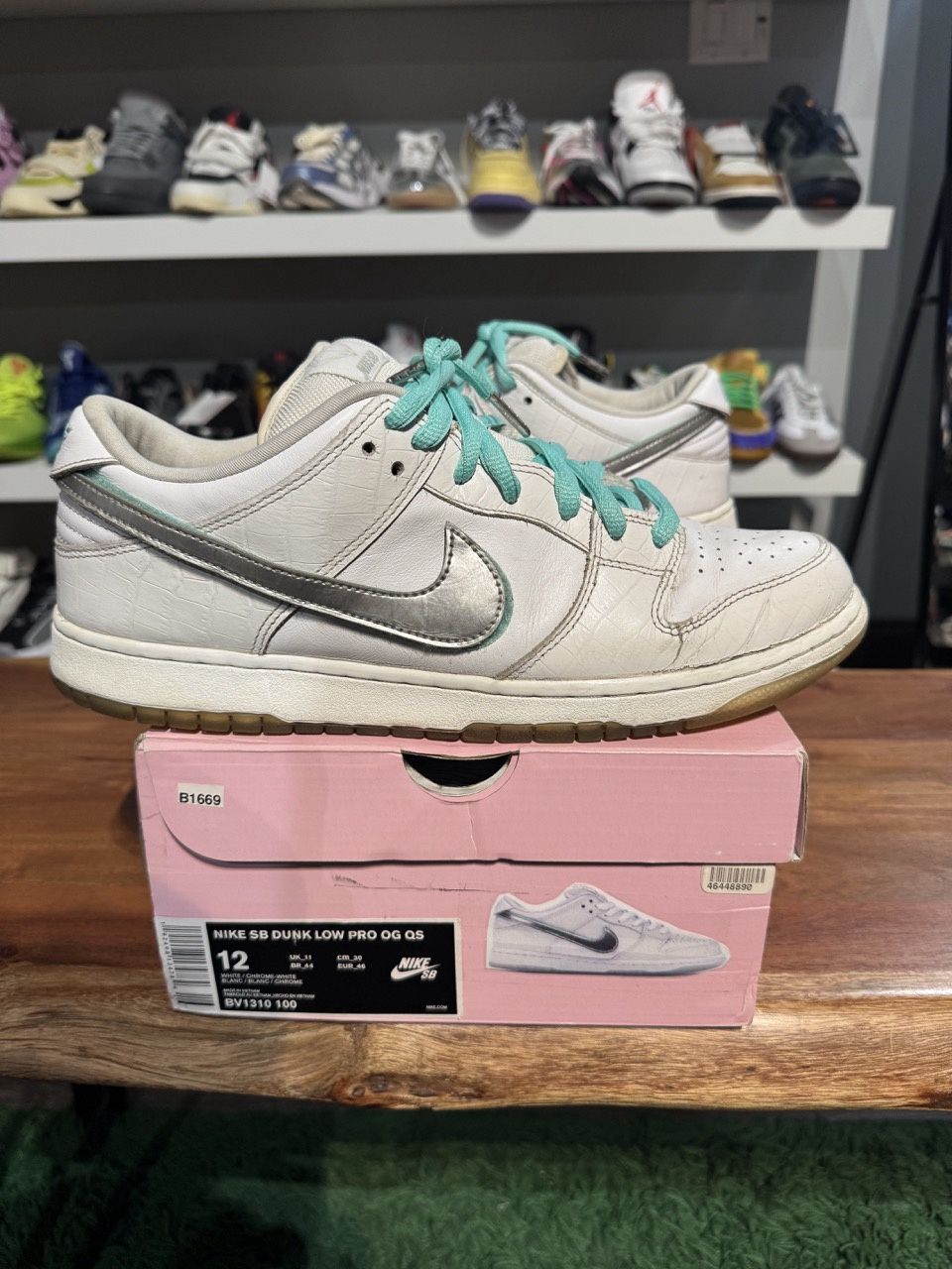 Nike SB Dunk Low Diamond Supply Co. White Diamond• Pre-Owned, Product Condition: Pre-Owned, Shoe Size: US M 12