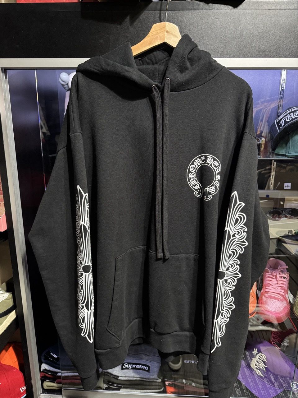 Chrome Hearts Horse Shoe Floral Hoodie Black • Pre-Owned, Clothing Size: US M XL, Product Condition: Pre-Owned