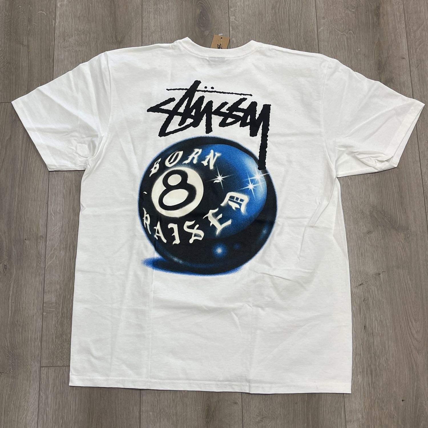 Stussy Born X Raised 8 Ball Tee - New, Clothing Size: L, Product Condition: Brand New