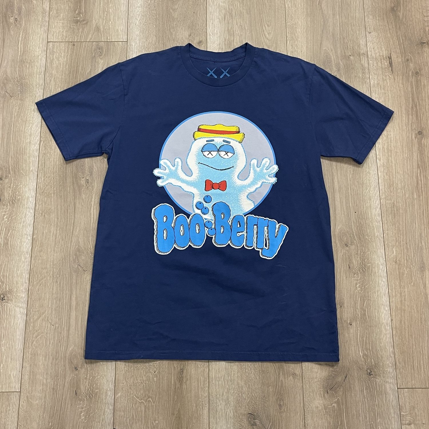 KAWS x Monsters Boo Berry T-shirt Blue - Pre-Owned, Clothing Size: L, Product Condition: Pre-Owned