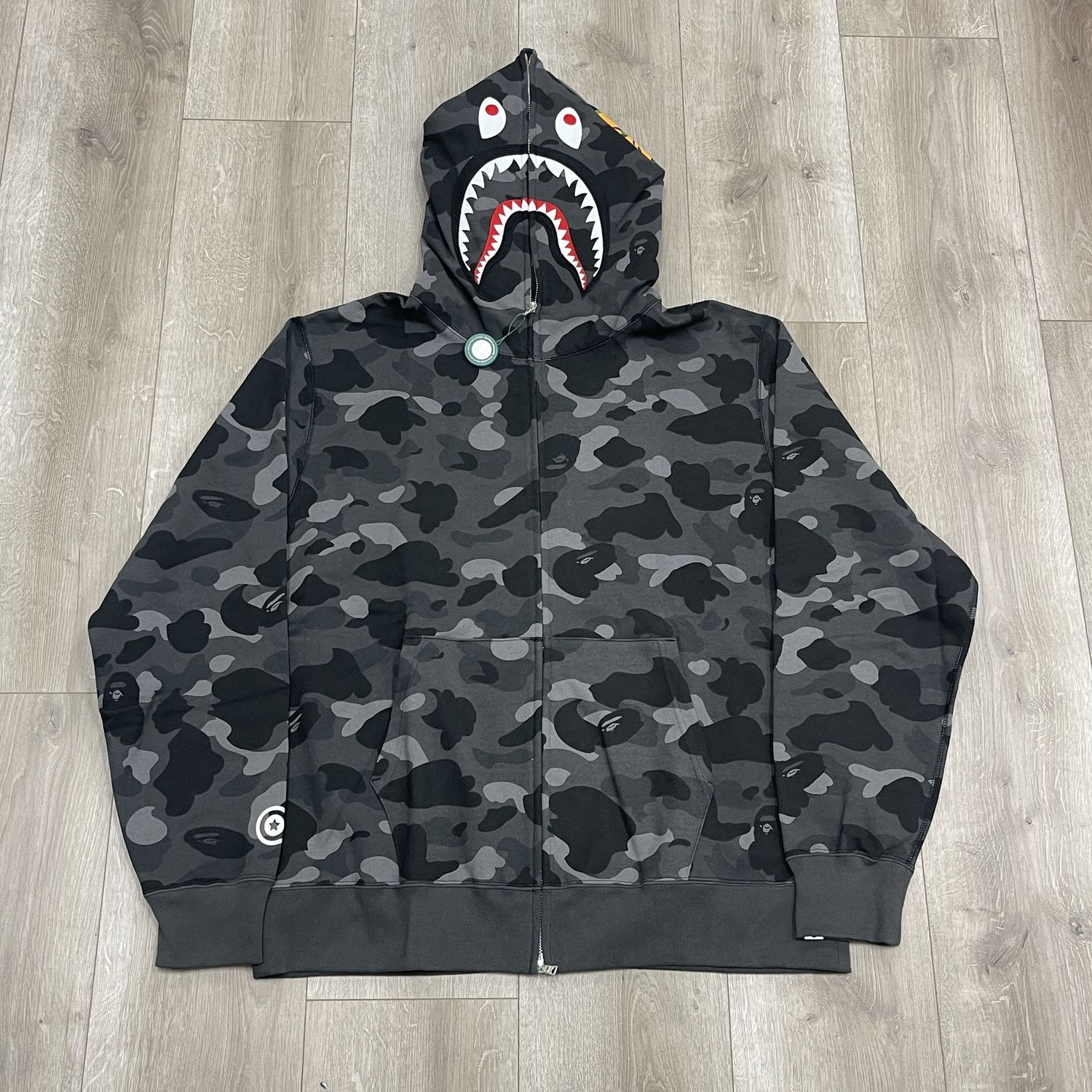 BAPE Grid Camo Shark Full Zip Hoodie &#39;Black&#39; - New, Clothing Size: XXL, Product Condition: Brand New
