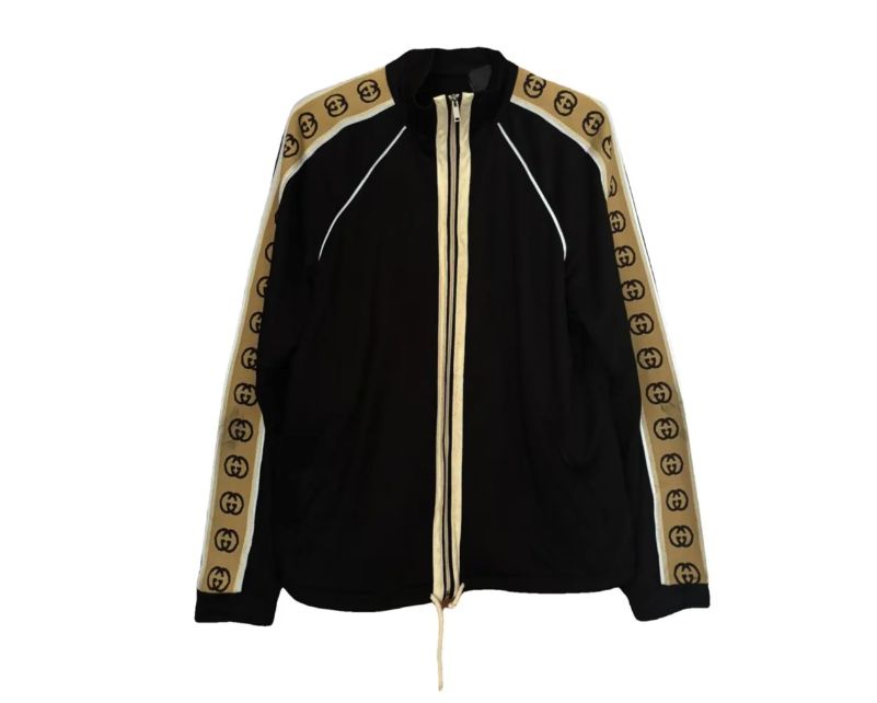 Gucci Men&#39;s Interlocking GG-Stripe Zipped Jacket • Pre-Owned, Clothing Size: US L, Product Condition: Pre-Owned