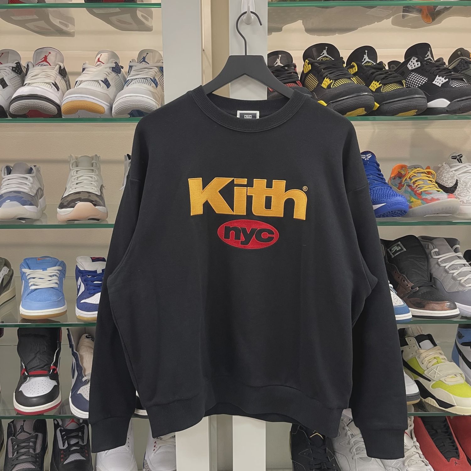 Kith NYC Nimbus Logo Nelson Crewneck Black • Pre-Owned [5804], Clothing Size: S, Product Condition: Pre-Owned