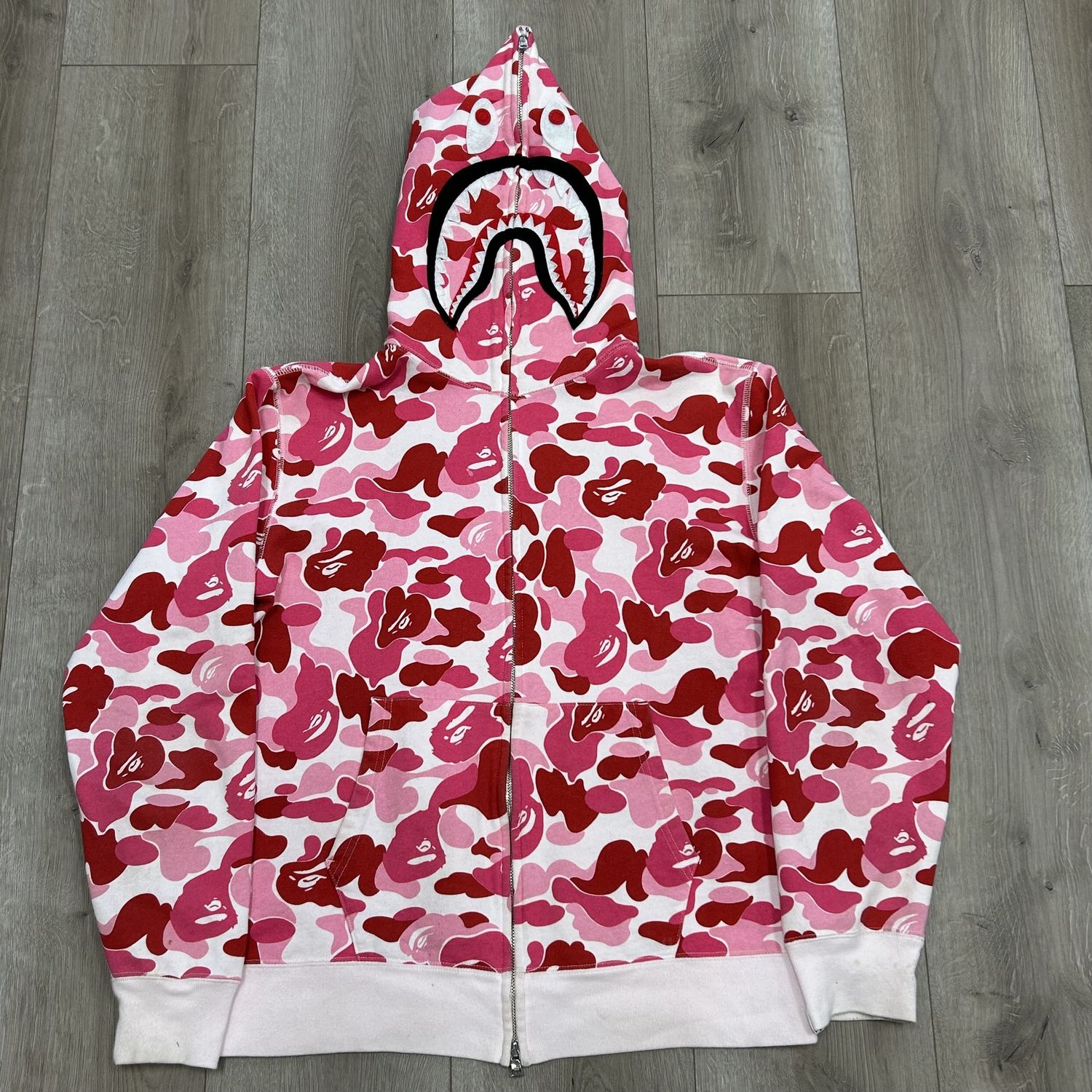 BAPE ABC camo Pink shark full zip hoodie, Clothing Size: L, Product Condition: Pre-Owned