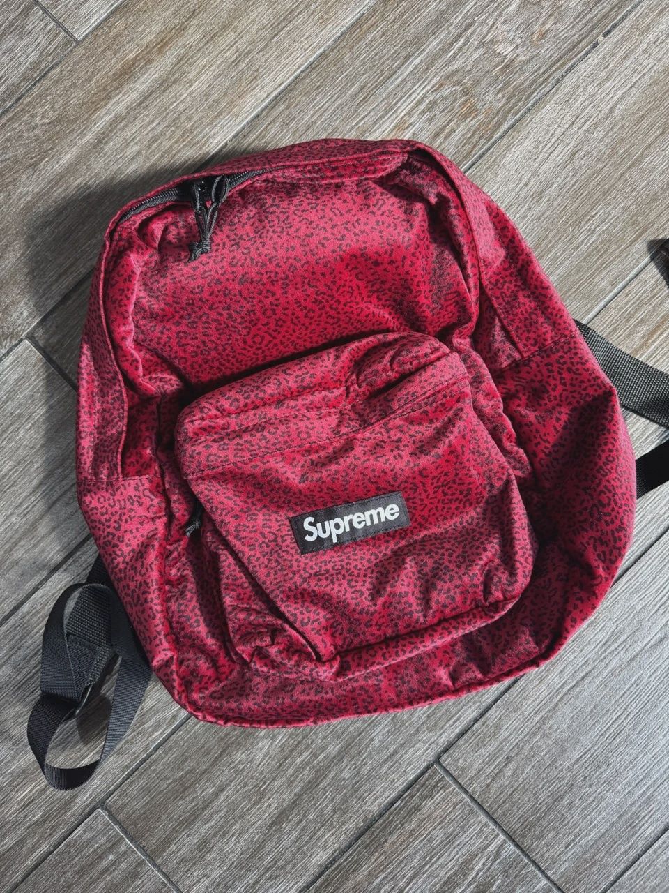 Supreme Velvet Backpack Red Leopard • Pre-Owned [5348]