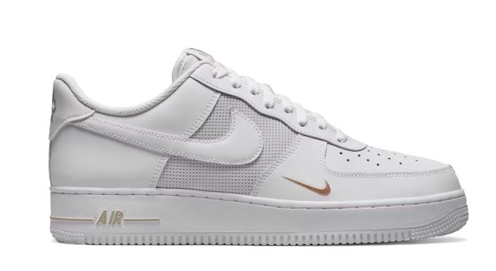 Nike Air Force 1 Low White Desert Khaki Mini Swoosh • Brand New