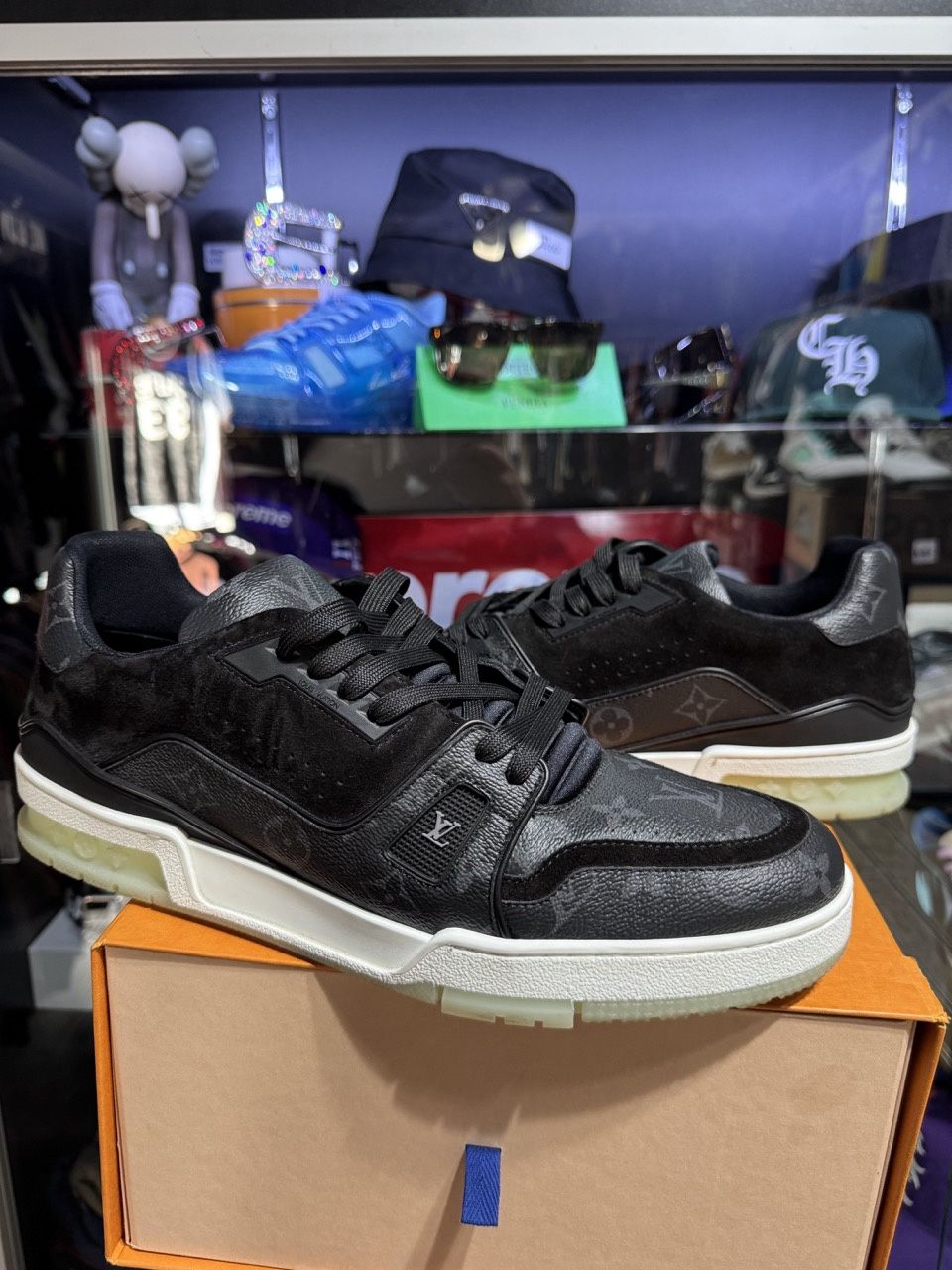 Louis Vuitton Louis Vuitton Trainer Low &#39;Black Monogram&#39;, Product Condition: Pre-Owned, Shoe Size: US M 13