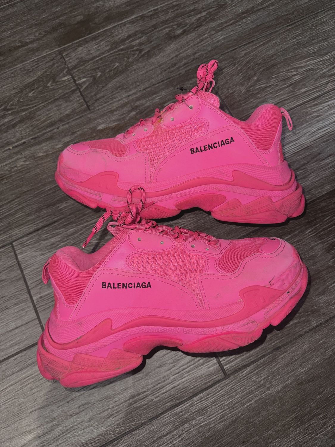 Balenciaga Triple S Faux Leather Dark Pink • Pre-Owned [4278]