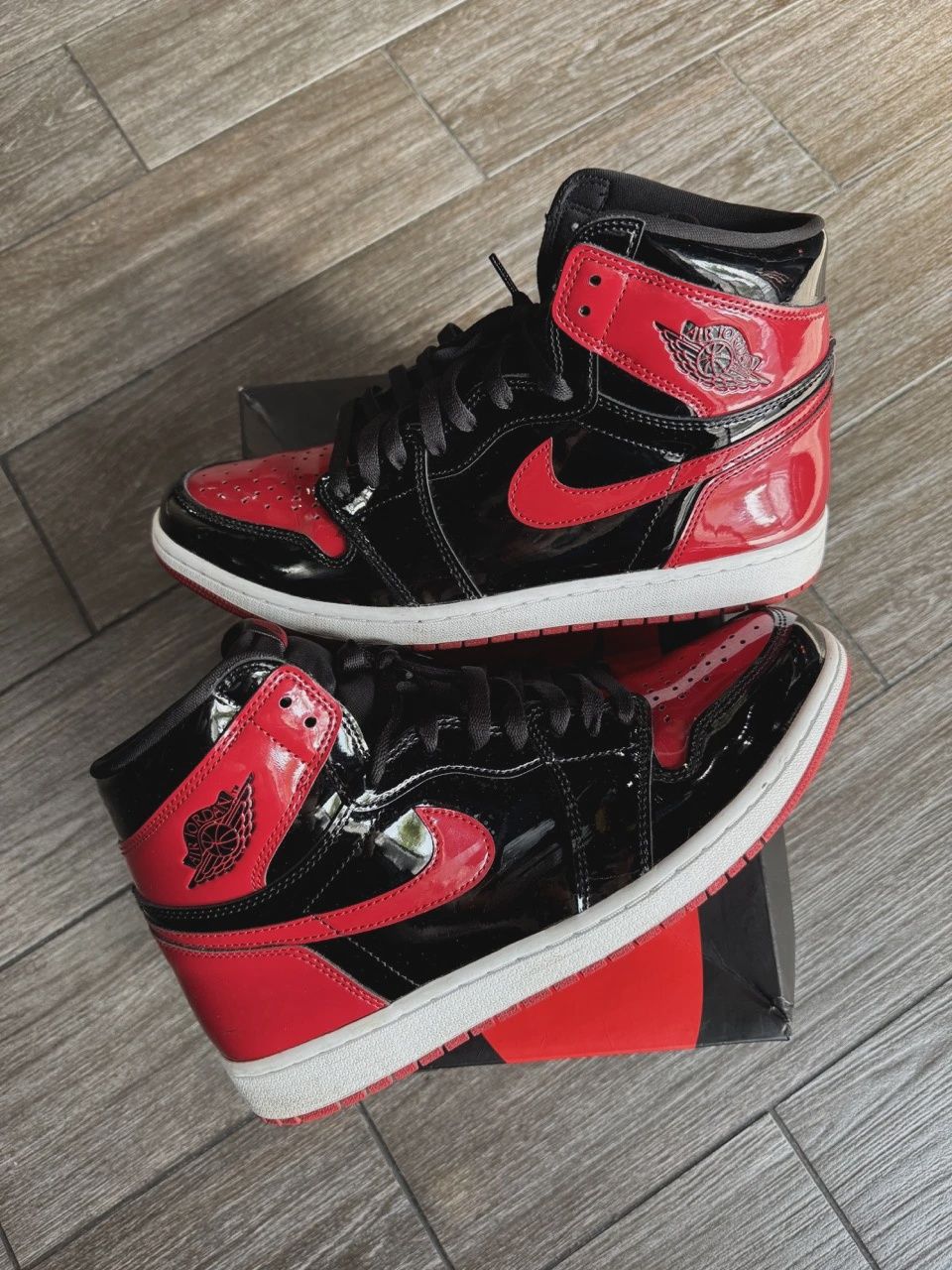 Air Jordan 1 Retro High Original Patent Black Red • Pre-Owned [4665]
