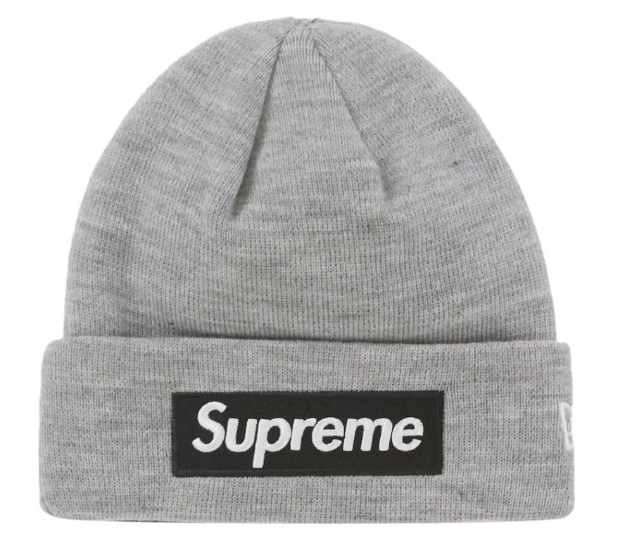 Supreme New Era Box Logo Beanie (FW22) Heather Grey - New, Accessory Size: OSFA, Product Condition: Brand New