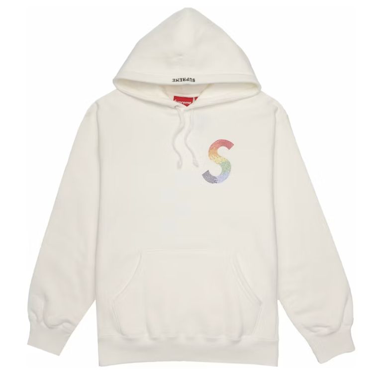 Supreme Swarovski S Logo Hooded Sweatshirt White - New, Clothing Size: M, Product Condition: Brand New
