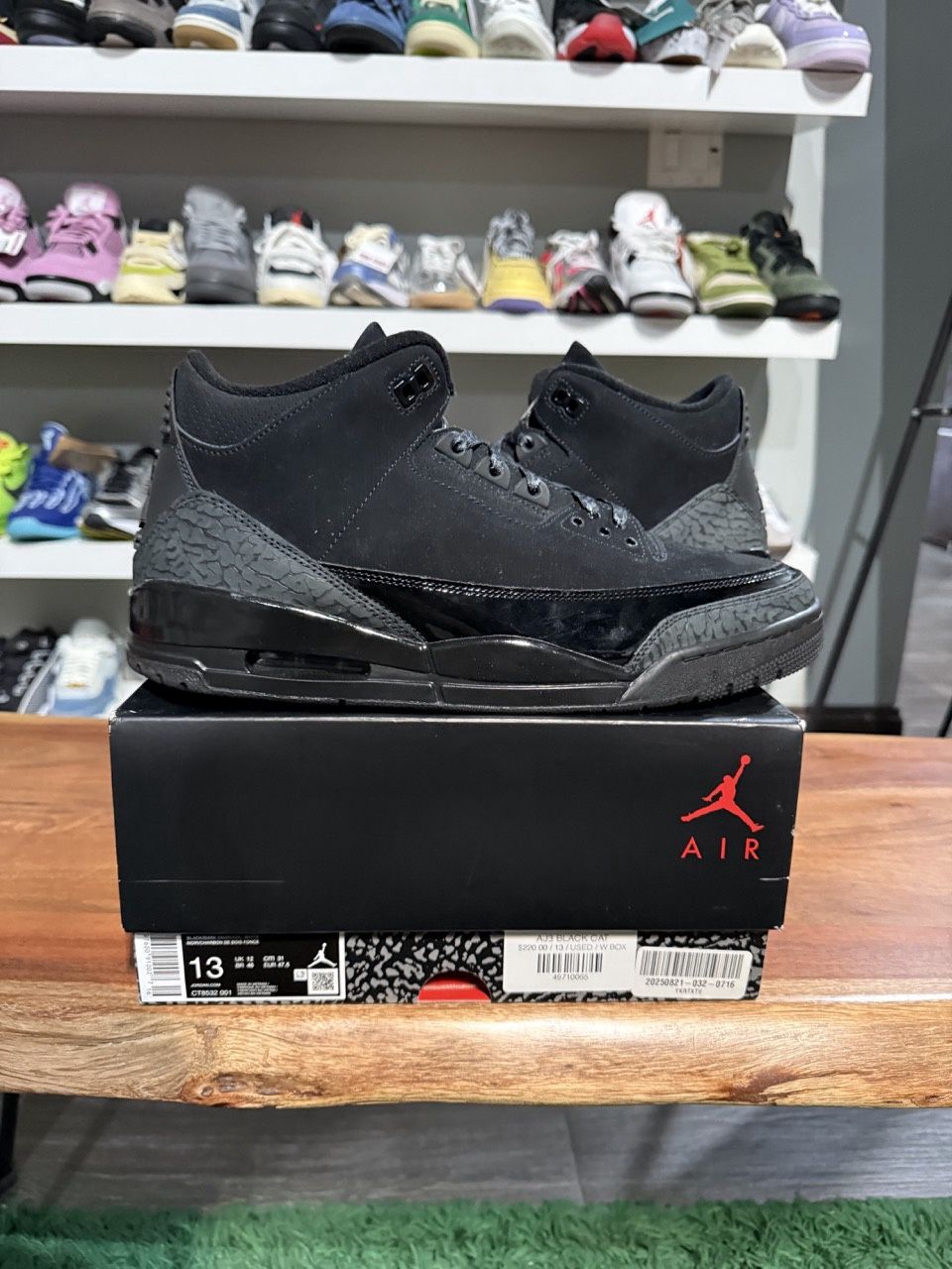 Air Jordan 3 Retro Black Cat (2025) • Pre-Owned [7609], Product Condition: Pre-Owned, Shoe Size: US M 13