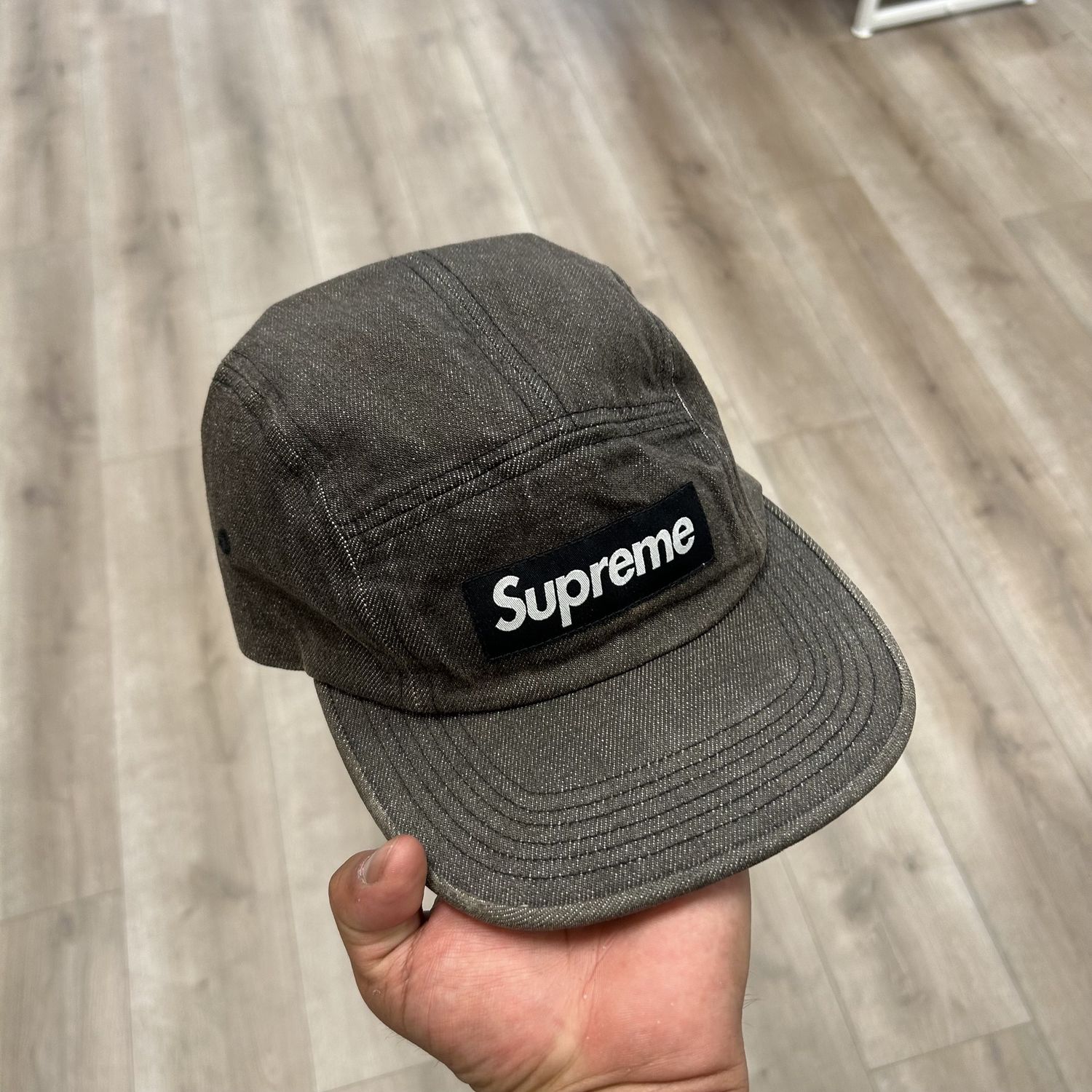Supreme Black Denim Camp Hat - Pre-Owned, Accessory Size: OSFA, Product Condition: Pre-Owned