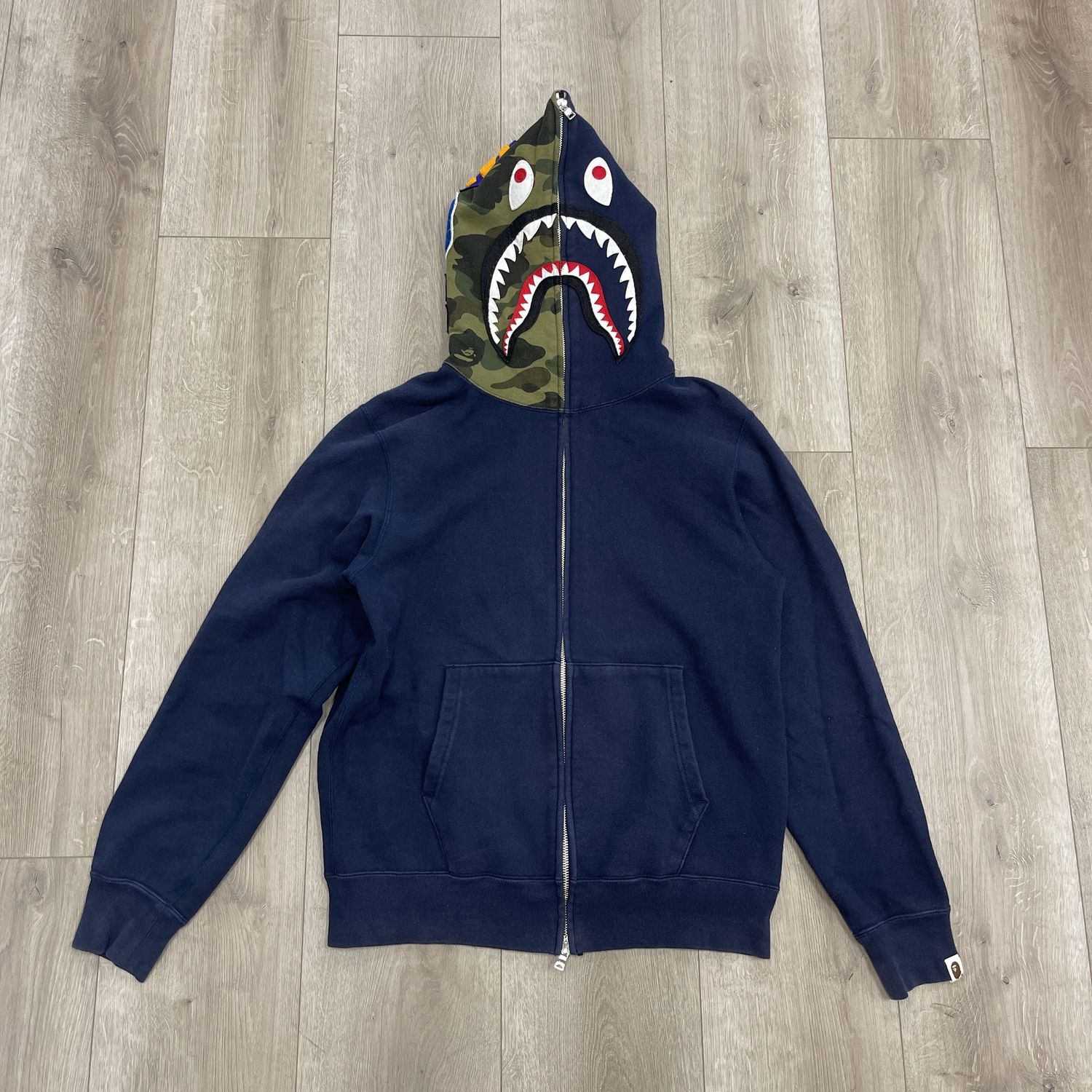 BAPE 1st Shark Full Zip Hoodie Navy - Pre-Owned, Clothing Size: L, Product Condition: Pre-Owned