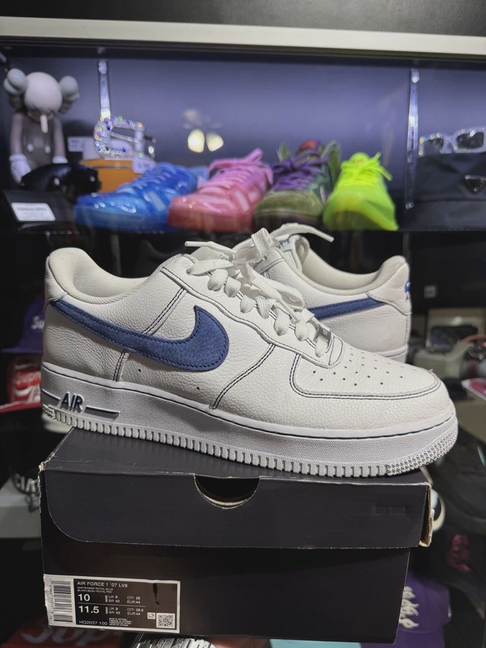 Nike Air Force 1 Low &#39;07 LV8 White Deep Royal Blue Blue • Pre-Owned [7321]