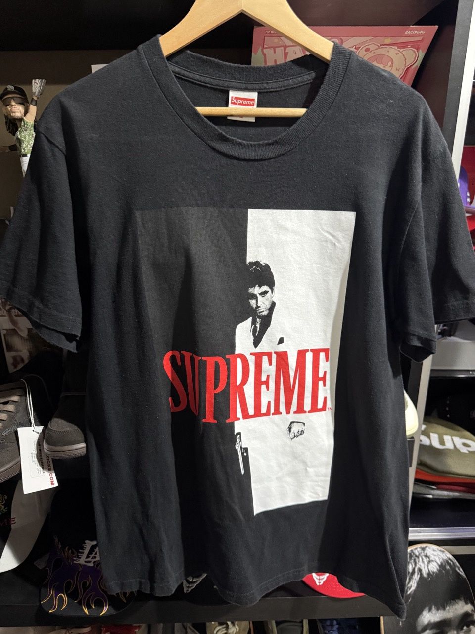 Supreme Scarface Split Tee Black - Pre Owned, Clothing Size: M, Product Condition: Pre-Owned