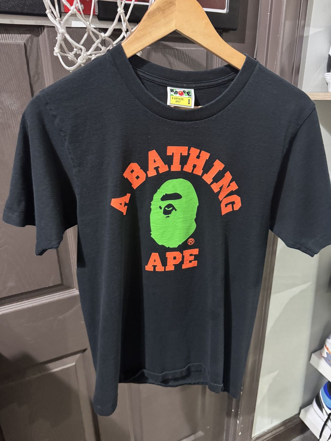 Bape Graph Tee Orange Green Logo Black [5757] - Pre Owned, Clothing Size: S, Product Condition: Pre-Owned