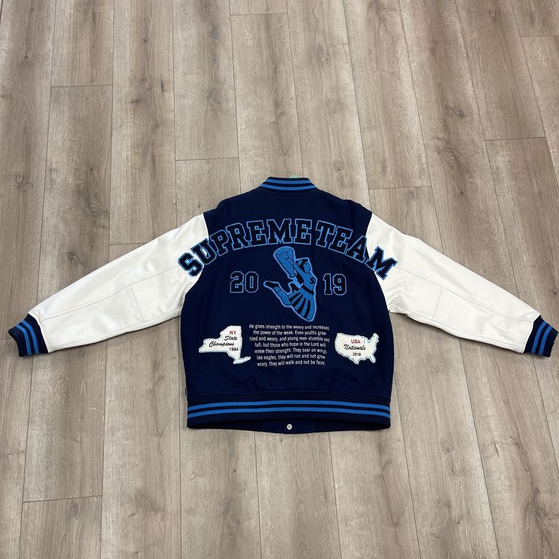 2019 Supreme Team Varsity Jacket &#39;Navy&#39; - Pre-Owned