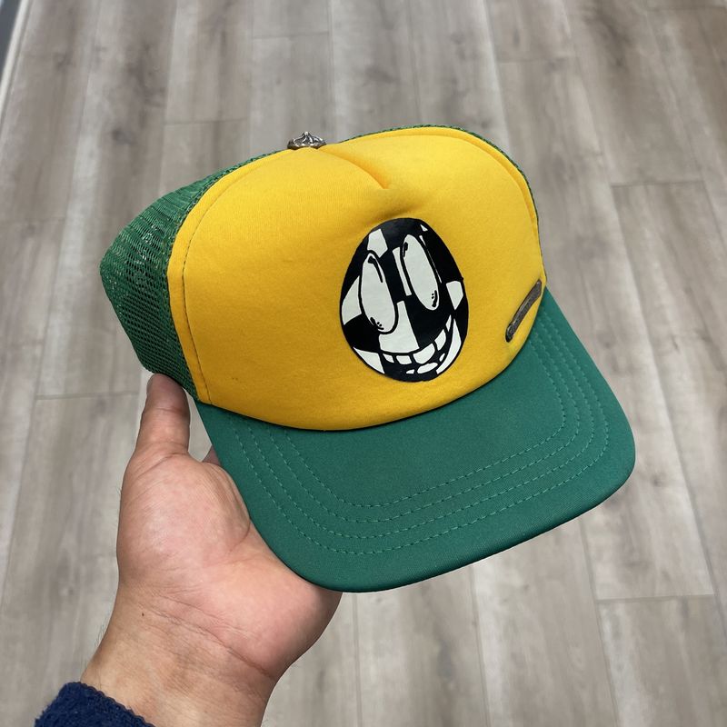 Chrome Hearts Matty Boy Sex Records Smiley Trucker Hat Green/Yellow - Pre-Owned