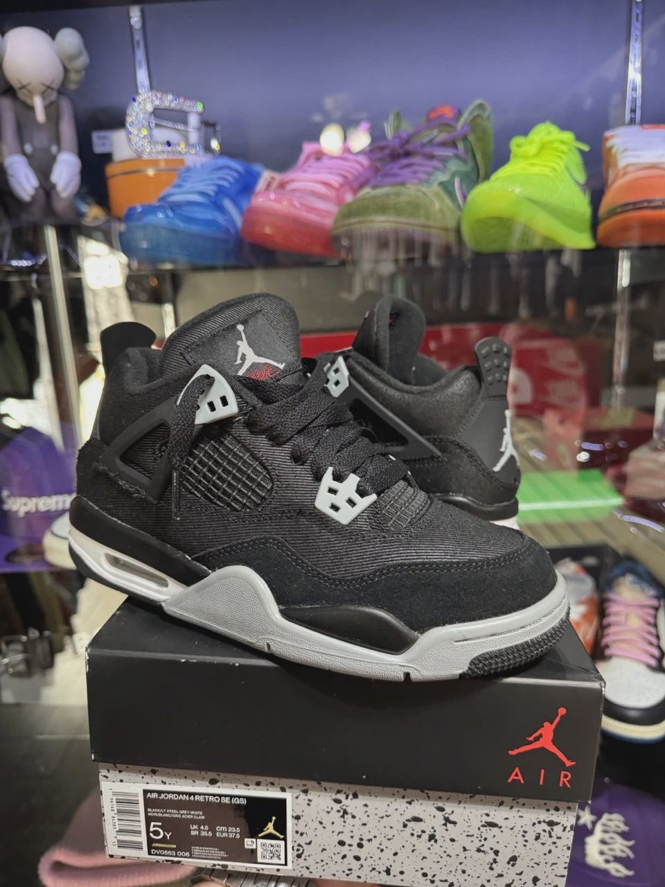 Air Jordan 4 Retro Black Canvas (Grade School) • Pre-Owned [0714]
